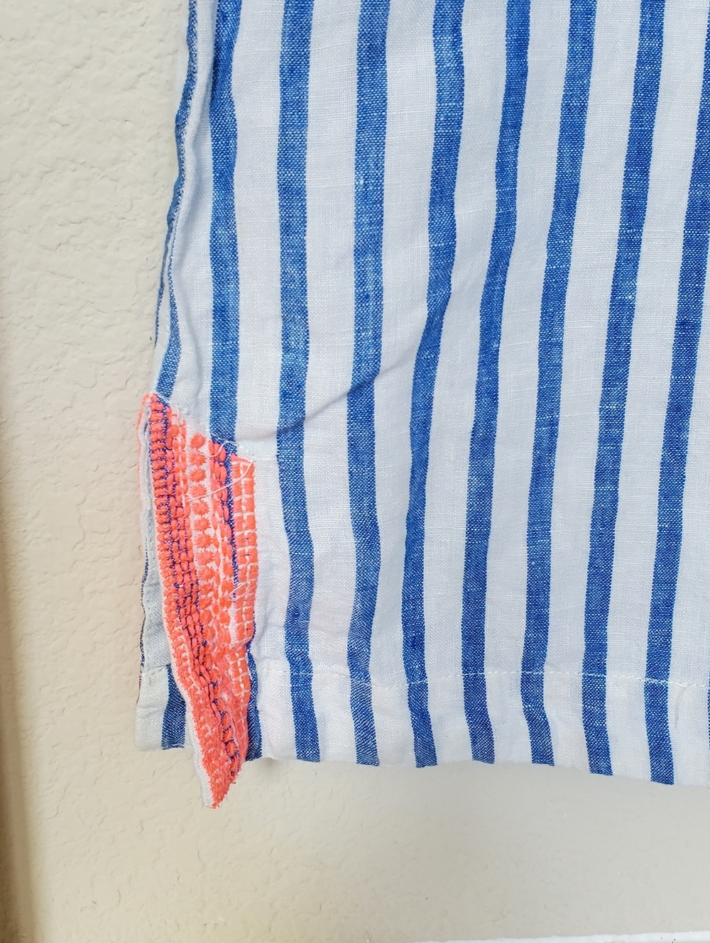 Boden Blue & White Striped Resortwear Tunic with Coral Trim - Picture 2 of 7
